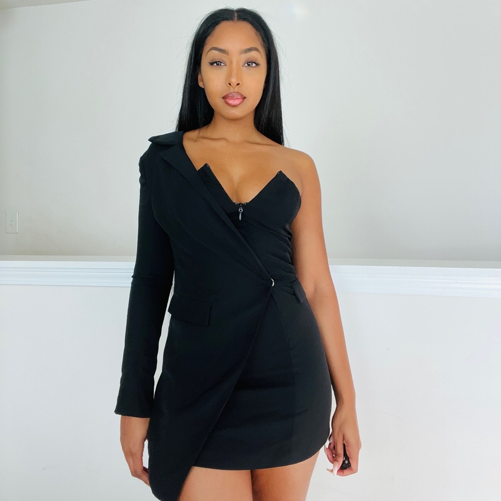 One Shoulder Blazer Dress